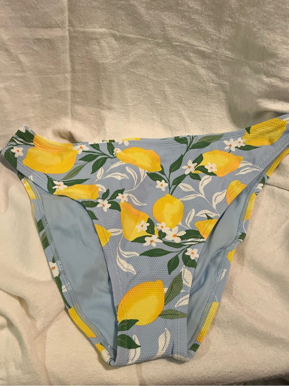 NOBO Light Blue Bikini Bottoms with Yellow Lemon Print